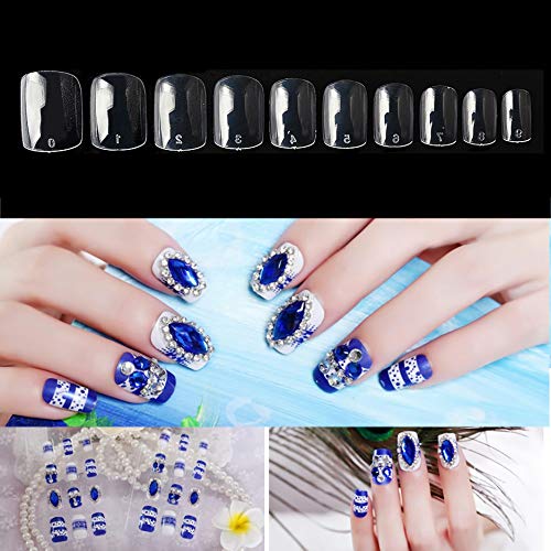 HuiYouHui 500 Pcs Nails Ballerina Fake Nail Square Full Cover Acrylic False Nails Design Your Own Designs Natural Artificial Nails for Nail Salons or DIY Nail Art at Home Transparent Color 10 Sizes