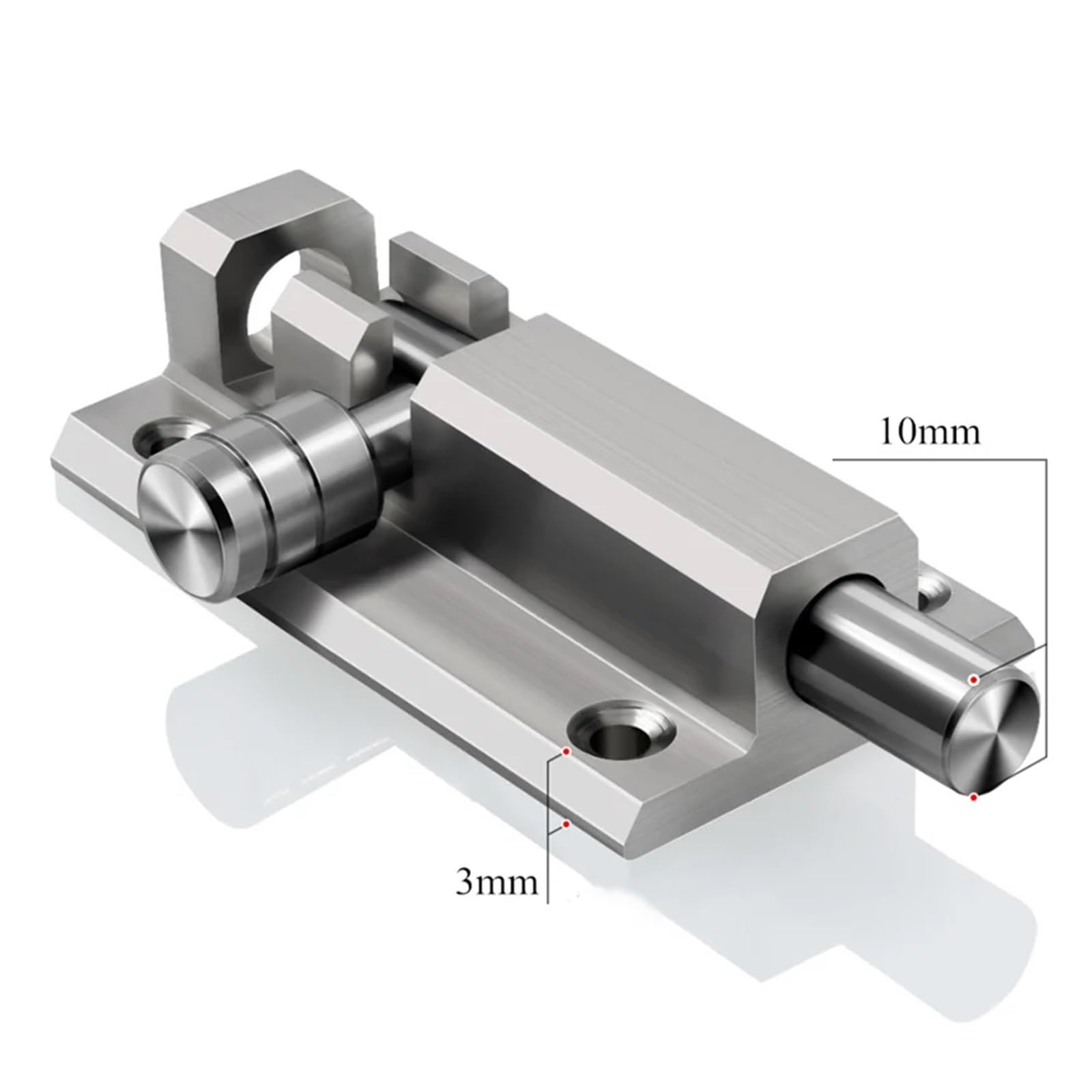 1 Juego de pestillo puerta acero inoxidable, Perno bloqueo seguridad, corredera, ventana, barril, Hardware barra(Silver12cm)