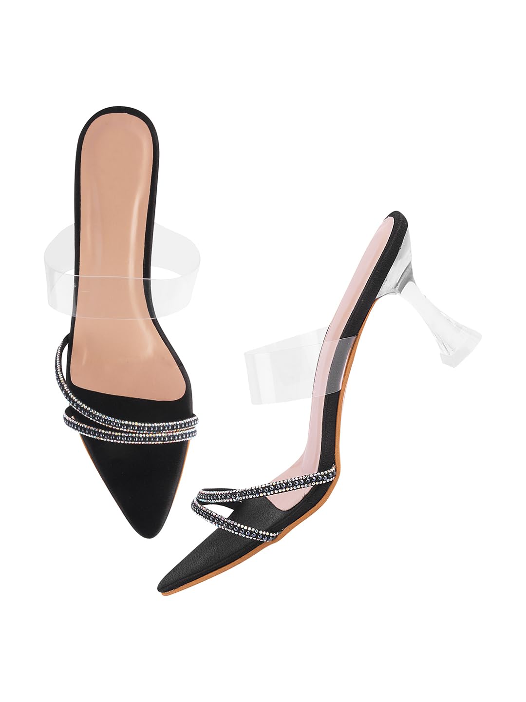 TRYME Ravishing Transparent Spool Heel Perfect for Every Occasion, Elegant & Fashionable Stiletto Heels Party Sandals for Women & Girls (B0D41JVJRJ) Amazon Price History, Amazon Price Tracker