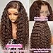 GXTKI 30Inch Chocolate Brown Lace Front Wig Human Hair 200 Density 13x6 HD Deep Wave Lace Front Wigs Human Hair Colored Deep Curly Lace Frontal Wigs Glueless Wig Brown Wig Wigs for Women