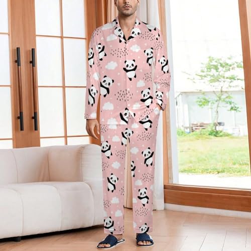 Men's 2Piece Pajama Set Long Sleeve Button Down Top & Pants Sleepwear2