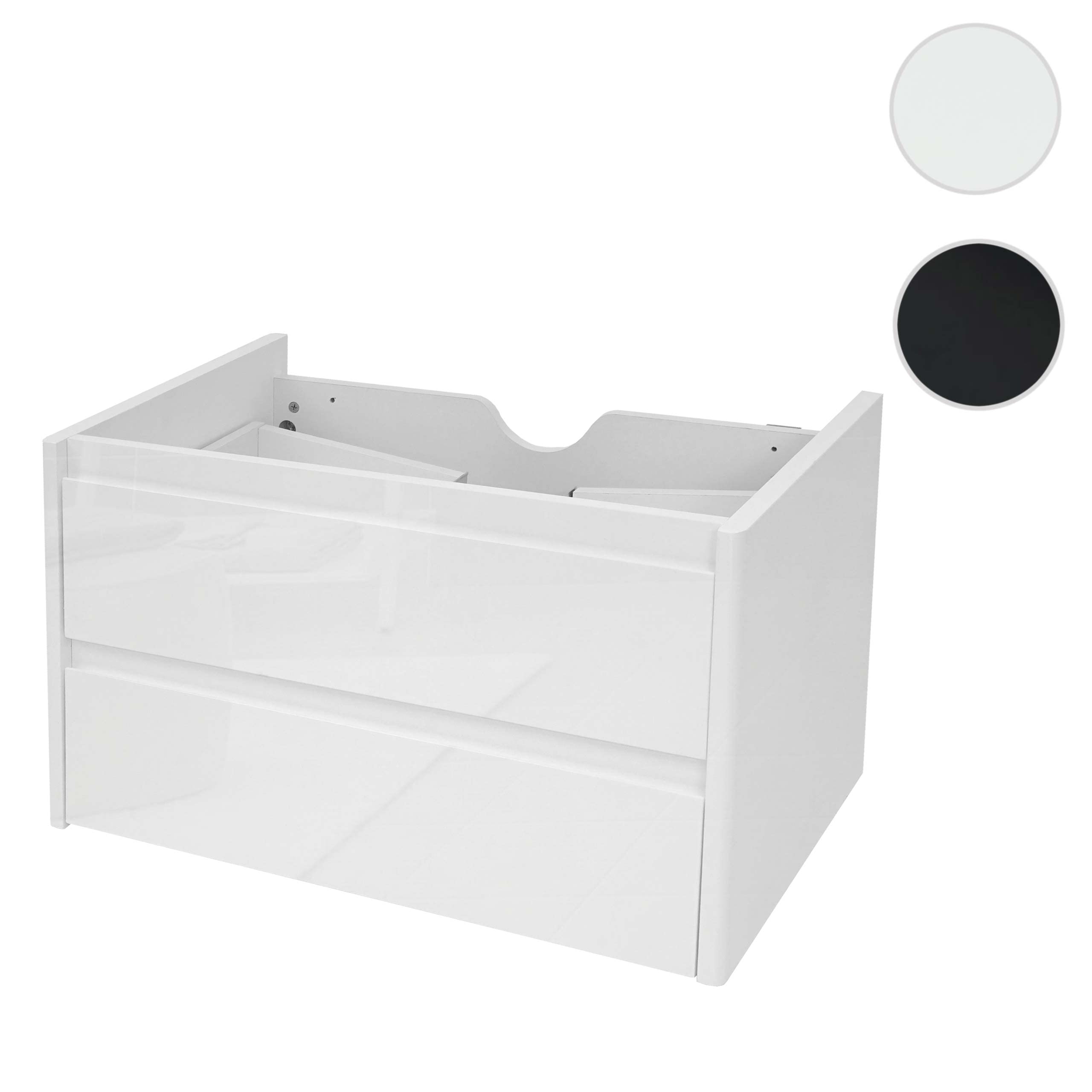 Mendler Waschbeckenunterschrank HWC-B19, Hochglanz 50x80cm - weiß