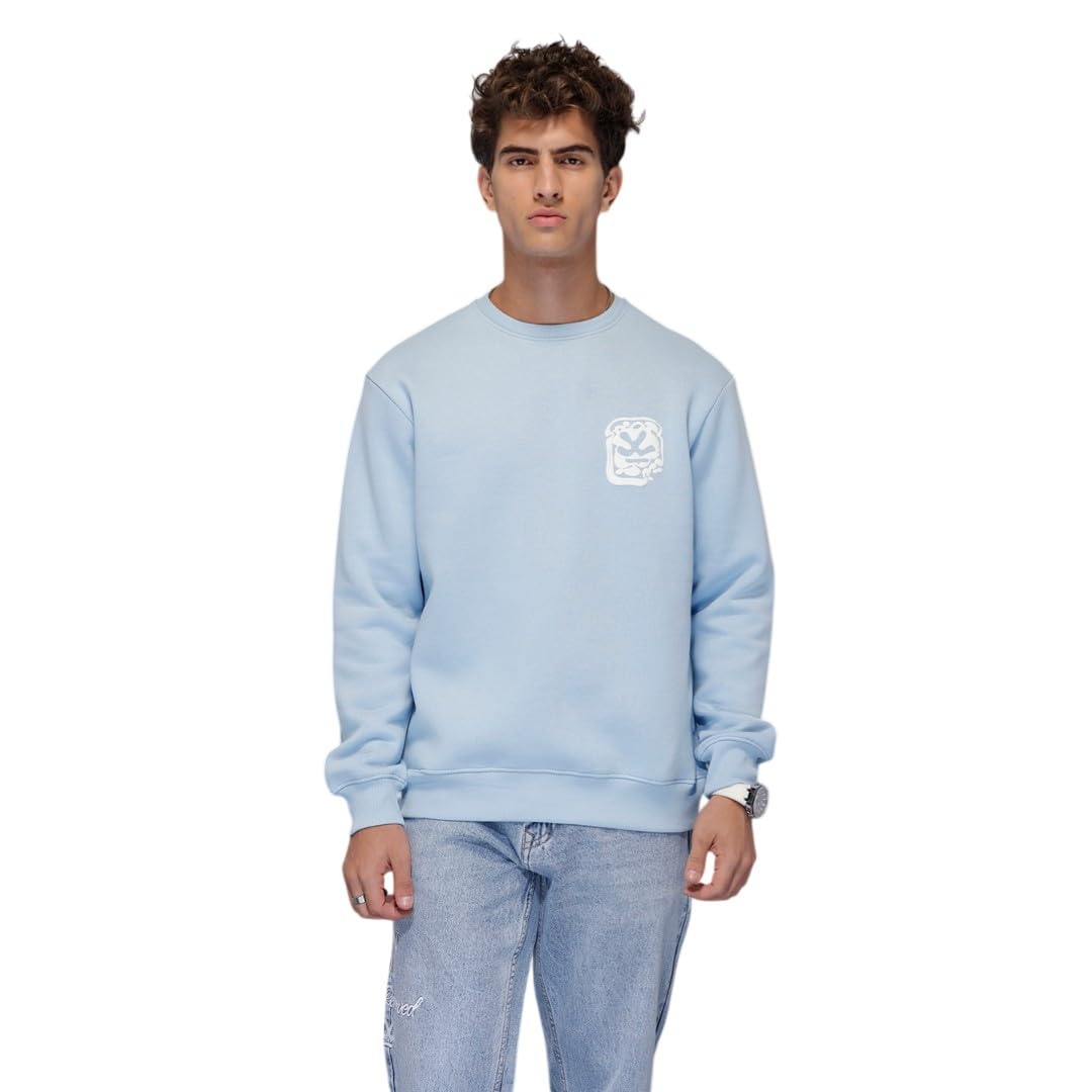 WROGN Men's Cotton Fleece Sweatshirt | Comfort Fit in neutral
