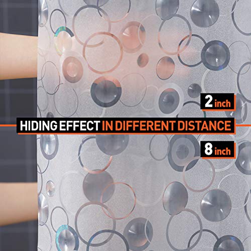 Arcedo Plastic Shower Curtain, Clear Shower Curtain Liner With Magnets, 8G Eva Shower Liner For Shower Stalls Or Tubs, Waterproof And Odorless Bathroom Accessories, 72 X 72 In, 3D Circle #TOP2