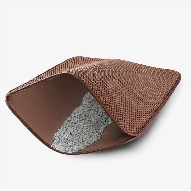 Image of Cat Litter Mat 16x20 Inch - Double Layer Open Edge Design, Waterproof & Urine Proof, EVA Material, Durable and Washable Litter Trapping Mat (Medium, Brown)