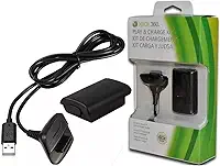 Kit Bateria e Cabo Carregador USB 1.5 metros KNP para Controle Xbox 360