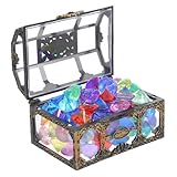 Healeved 用トレジャーボックス付きアクリル宝 軽量コンパクトで持ち運び簡単 パーティー装飾や海賊ごっこにな水晶
