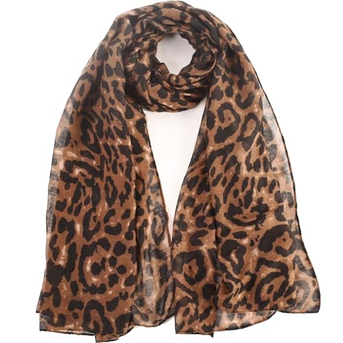 Leopard Print Scarf for Women Lightweight Soft Scarves Pashmina Headwraps Cheetah Hijab Shawls Wraps