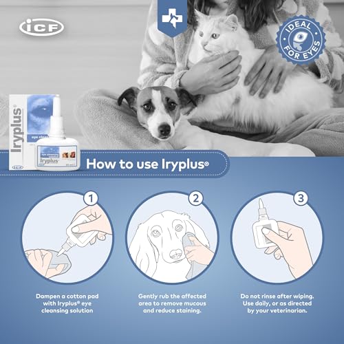 ICF Iryplus Eye Solution for Dogs and Cats | Gentle Cleansing & Soothing Formula | Removes Secretions, Scabs & Mucus Around Eye | Chamomile | 50ml - Image 4