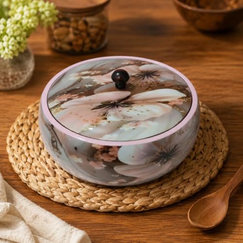 Image of Handmade Wood Roti Box with Lid, Polish