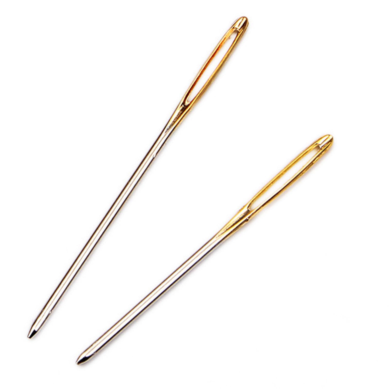 Jrteay No 2 Pcs Darning Needles For Wool, Darning Needles For Wool Large Eye, 6Cm 7Cm Gold Eye Sewing Embroidery Needle, Hand Crochet Tapestry Needle Set, For Tapestry Darnings Or Diy Crafting