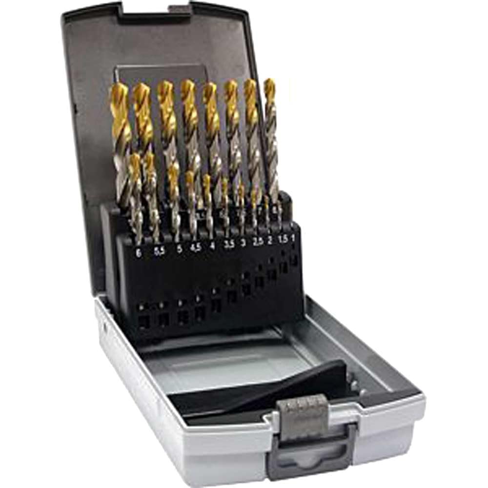 GuhringNo 234 25 Piece HSS TiN-Tip Coated 1.0mm -13mm by 0.5mm Drill Set