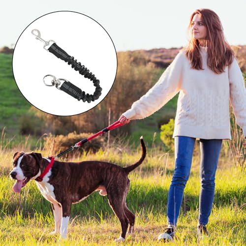 Hundeleine Ruckdämpfer,Elastisch Hund klein Bungee Leinenverlängerung,Leine für Jede Hundeleine,Elastische Einstellbar Hundetrainingsleine Leine für Mittelgroße und Große Hunde Schwarz