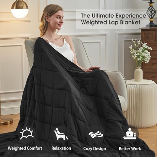 Image of Weighted Blanket for Adults 20lbs, 60 inchx80 inch, Queen Size Cooling Heavy Throw Blanket for 180-220lbs, Microfiber Soft Thick Big Blankets Weighted Comforter Breathable Gift for Sleeping, Black