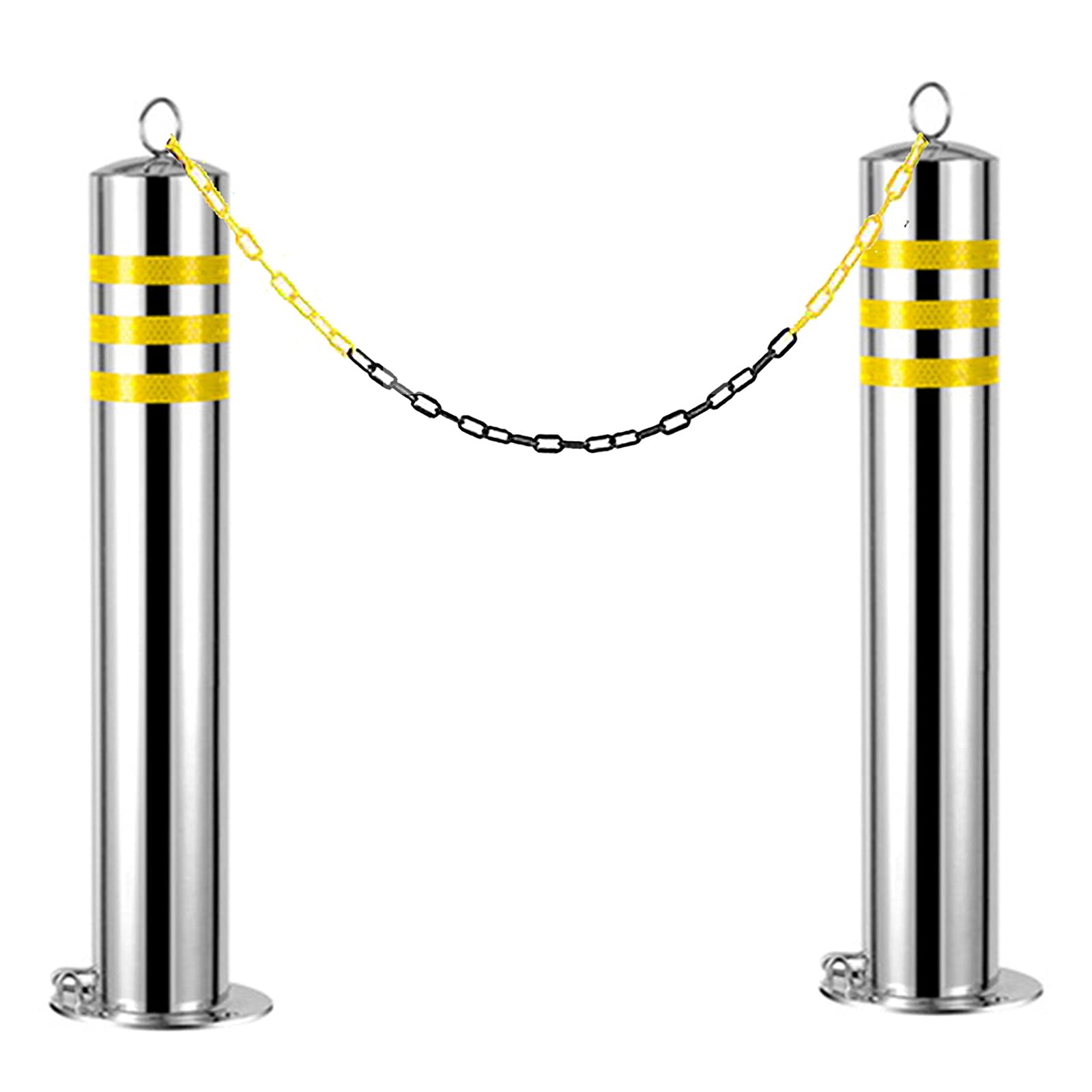 AYCDL Delineator Post Cones,2 Pcs Parking Bollards Stainless Steel Driveway Barrier Parking Lock Safety Bollard Traffic Pole for Traffic-Sensitive Area,800x76mm