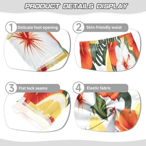 Bolaz Toddler Girls Leggings Printed Yoga Pants Leggings Orange and Flower for Kids3