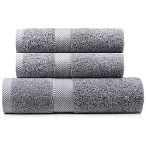 Terry Turkish Towels, 1 Pack, Set of 3, Steel Gray Cover