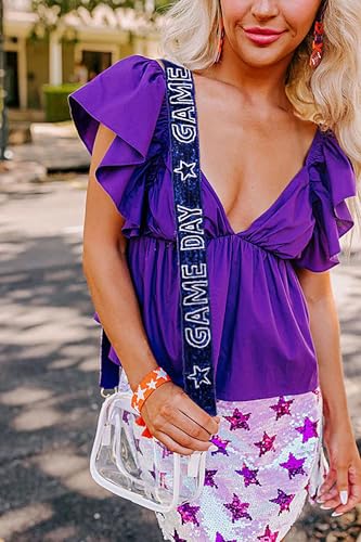 boderier Game Day Purse Straps Replacement Crossbody Bag Strap Beaded Sequins Strap for Clear Bag Football Accessories3