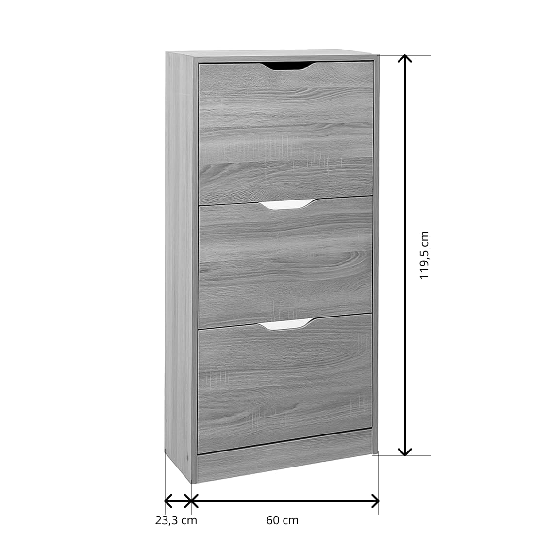 Acomoda Textil - Zapatero 3 Niveles de Madera, Amplio, Resistente y de Fácil Instalación 119,5X60X23,3 cm. Organizador de Zapatos Moderno, Fácil Montaje y Robusto (Gris)