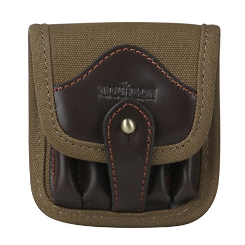 TOURBON Canvas and Leather Rifle Cartridge Holder Ammo Wallet for 5 Shells 308 -Grey