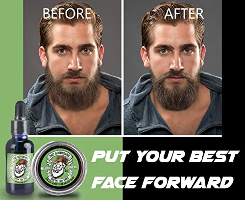 Doc Goodbeard Beard Growth Kit Includes Beard Balm And Beard Oil For Men - Natural, Organic, Softer, Smoother, Moisturized, Leave In Beard Conditioner For Men (Green Tea Tree) #TOP5