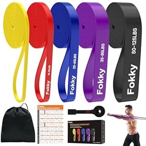 Fokky Fitnessbänder Widerstandsbänder Set mit 5 Stufen für Männer und Frauen, Resistance Bands mit Türanker, Übungsanleitung, Tragebeutel für Krafttraining, Stretching, Calisthenics, Cross-Fitness