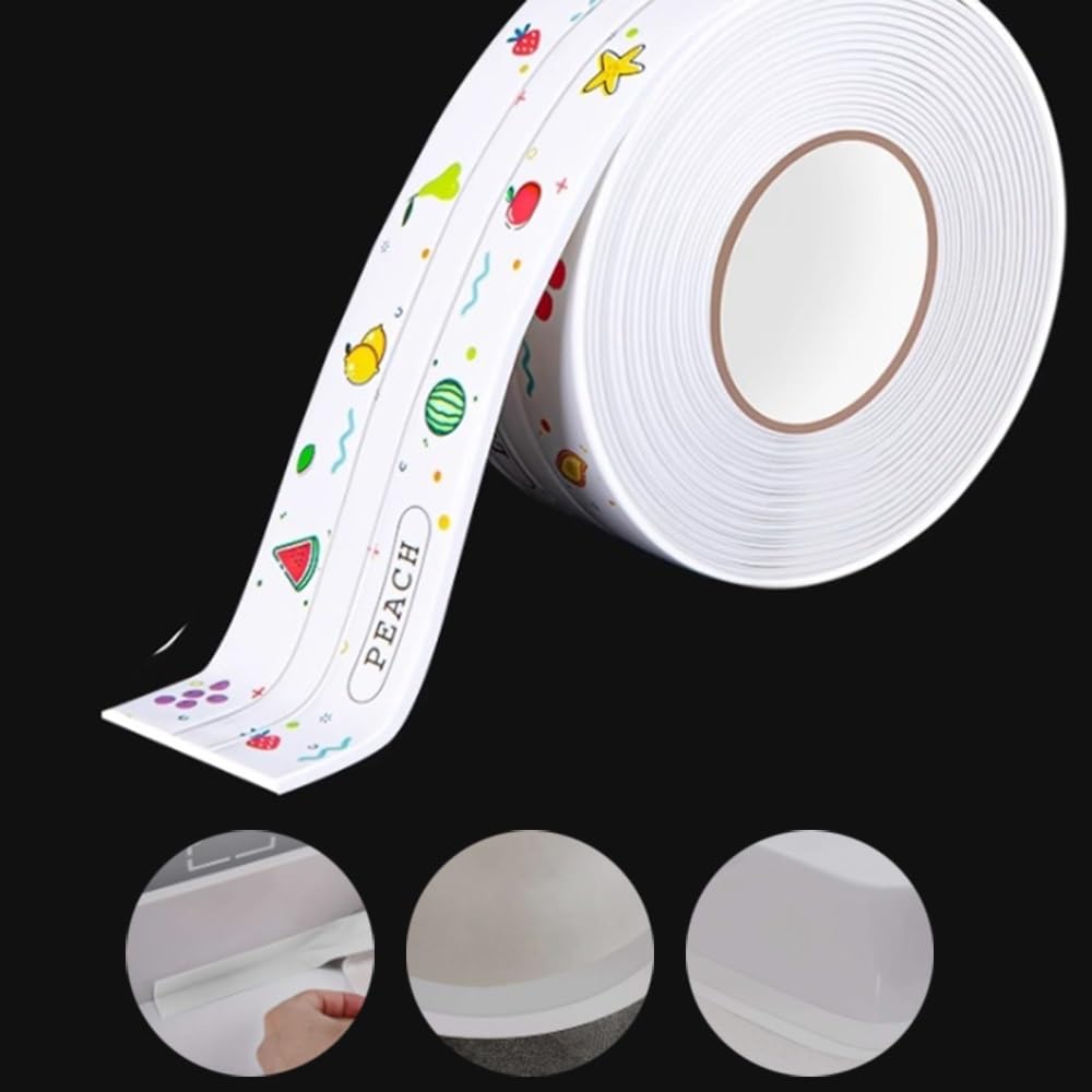 YUEKOPOU Self Adhesive Caulk Tape PVC 10.5ft Multicolor(White Fruit)