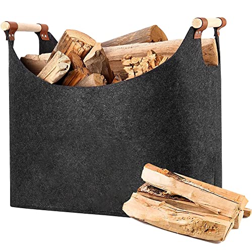 Panier en Feutre rangement,Panier en feutre bois,Panier à Bûches Pliable,XL Panier de Rangement Accessoires pour cheminée pour jouets, bois de chauffage, vêtements, fruits ou courses Cover