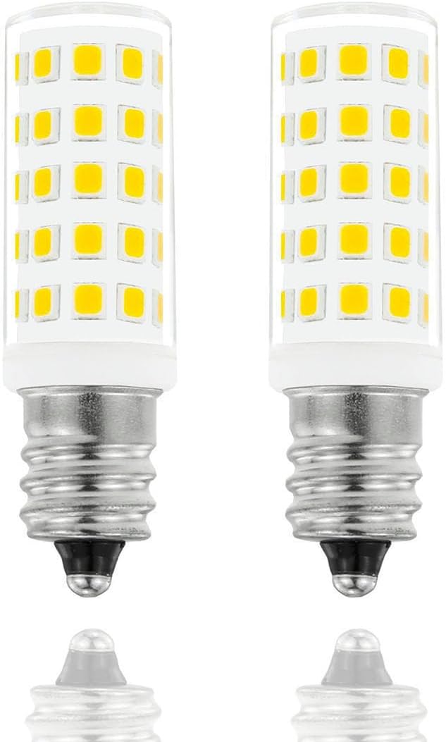 C7 E12 Candelabra LED Light Bulbs 5W, Replace E12 50 Watt Halogen Equivalent, Daylight 6000k, E12 LED Bulbs for Ceiling Fan Chandelier Lighting Non-dimmable Pack of 2