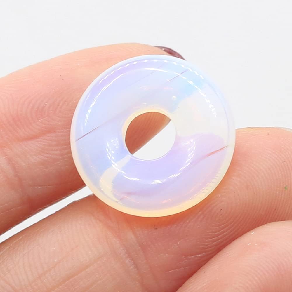 LHJ Natural Stone Bead Pendants Central Hole Ring Shape Mixed Stone Charms Ping Buckle Agate Crystal Stone for Jewelry Making Necklace Key Pendant - Image 8