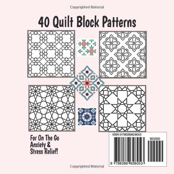 Cute Little Quilt Squares Coloring Book 6"x6" Mini Patterns Pocket Sized: 40 Pages of Quilt Blocks To Color For Adults and Kids Geometric Designs For ... (6" x 6" Mini Quilt Block Coloring Books) image 3
