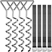 MONZANA® 4 Bodenanker Trampolin 42,5cm 5 Windungen 900kg Verstellbare Gurte Rostfrei Sicherung Set Erdanker Befestigung Pavillon Gartenhaus Schaukel