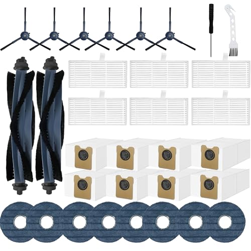32 Pack C20 Omni Replacement Parts Accessories for Eufy C20 Omni Robot Vacuums kit,2 Roller Brush,6 Side Brushes,6 HEPA Filters,8 Dust Bags 8 Mop Pads and 2 Tools C20 Omni Semi-Annual Replacement Kits