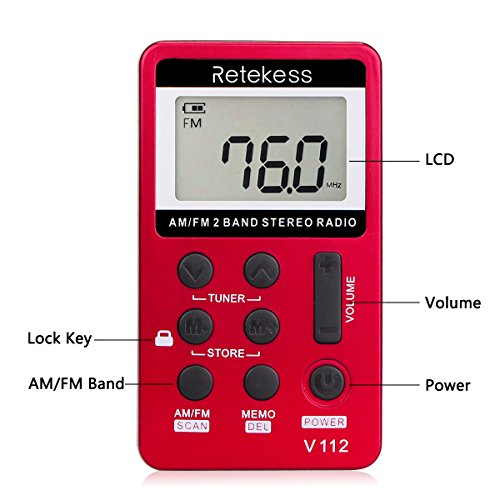 Retekess V112 Am Fm Radio Pocket Portable Mini Receiver Personal With Rechargeable Battery And Earphone(1 Gold And 1 Red) #TOP1