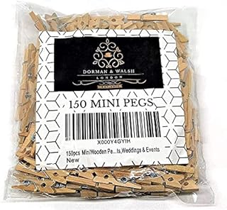 150pcs Mini Wooden Pegs for Holding Photo Paper, Dorman & Walsh Mini Pegs for Decorative Photo Wall, DIY Decoration's, Mini Wooden Clothes Pegs, Tiny Pegs for Arts and Crafts, Weddings & Events