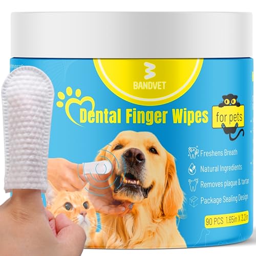 Bandvet Wrap Pacote com 90 toalhetes de limpeza de dentes para cães – escova de dentes para cães e g
