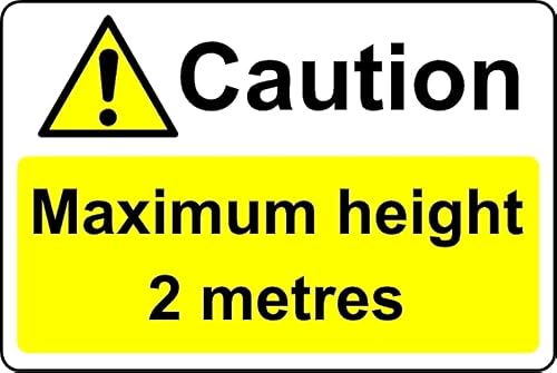 Kpcm Display Ltd Yellow Caution Maximum Height 2 Metres Safety Sign - 3Mm Aluminium Sign (300Mm X 200Mm)