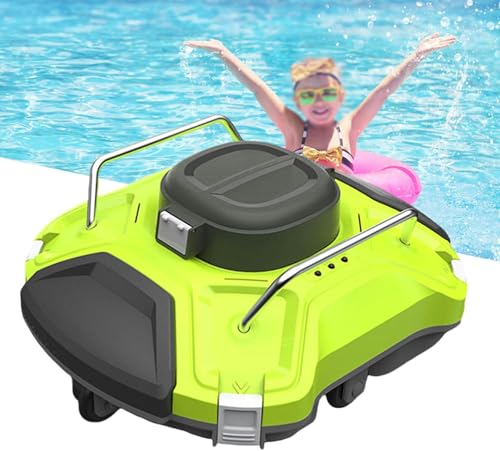 WQZzjm Limpiafondos de Piscina con Arranque de un Solo Toque, para Piscinas Planas, sobre o enterradas, Motores Dobles, Potente succión y Acoplamiento automático.