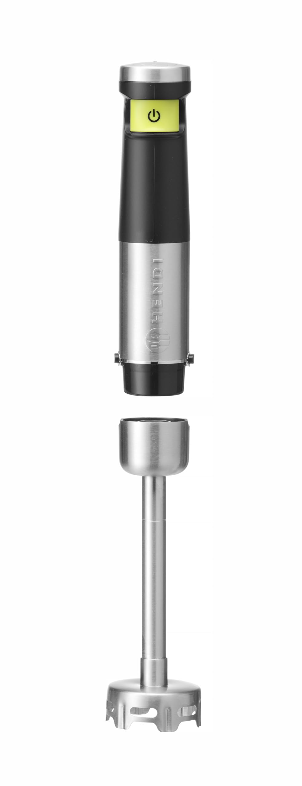 HENDI Mixeur plongeur, sans fil et rechargeable, mélangeur à main, vitesse réglable progressif avec 1 bouton sensitif, 2 piles rechargeables au lithium, 150W, ø65x(H)390mm, acier inoxydable