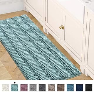 Bath Rug Runner 47" x 17" Bathroom Rug Bath Mat Non-Slip Striped Luxury