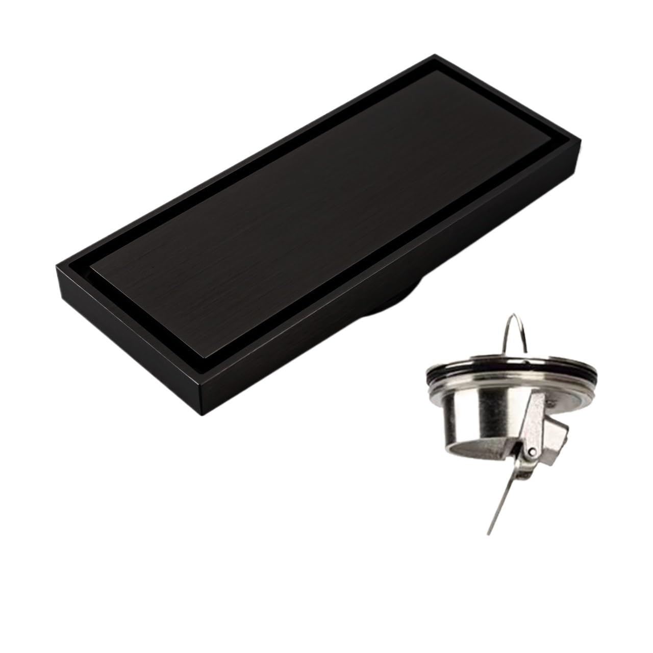 Rejilla Desague Ducha Desagüe de Piso Invisible de latón, 10 x 10 cm, 8 x 20 cm, 8 x 30 cm, Cubierta de latón, Base de latón, núcleo de latón Desague Ducha(8x20 Black)