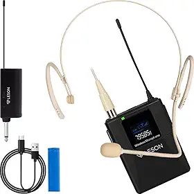 Microfones Headset Sem Fio Leson LS311 P10 Para Live Aula Podcast Bege