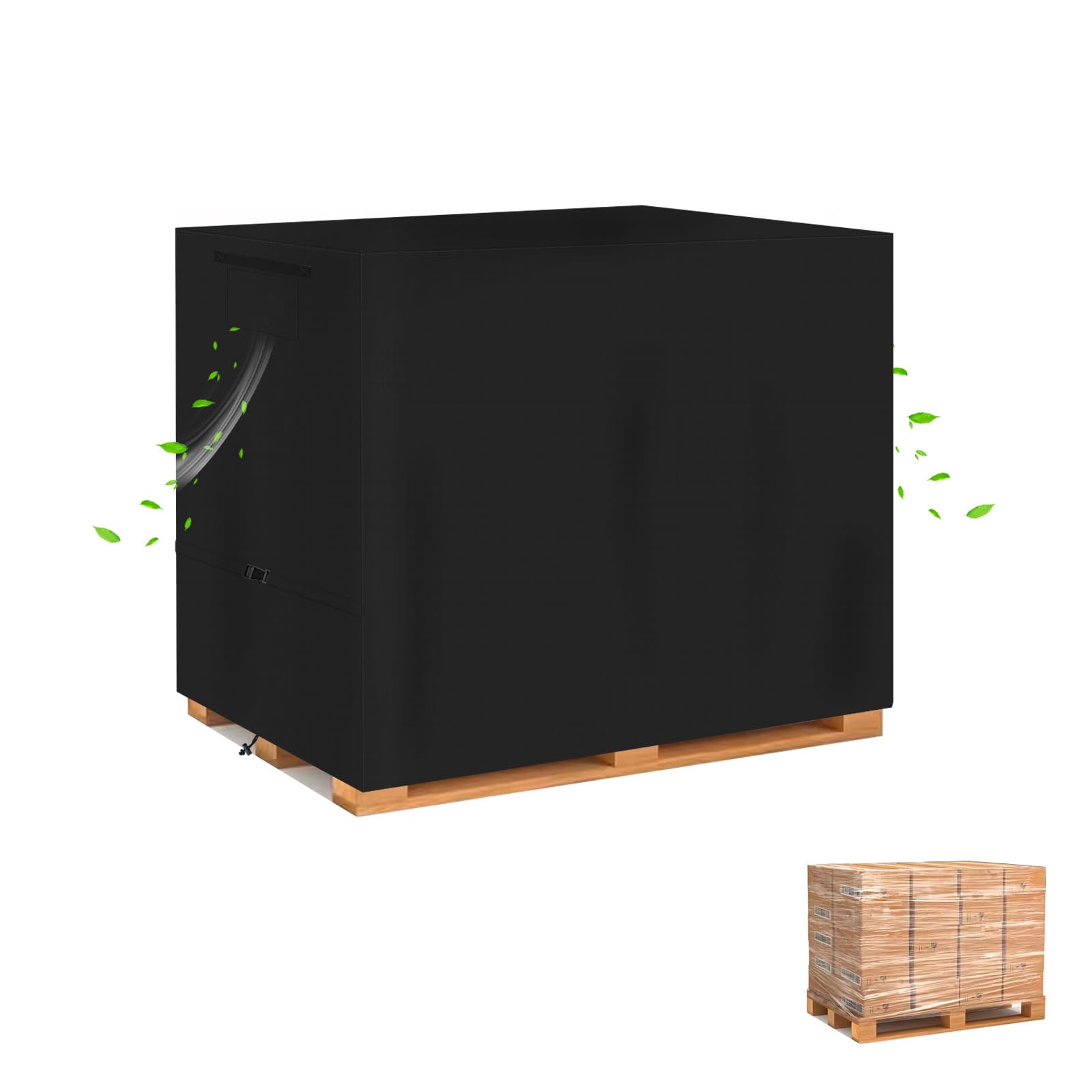 Copertura Pallet, Oxford 600D impermeabile, 122x152x122 cm, Nero | Copertura per pallet/europallet e scatole in rete metallica, telone Oxford 600D, resistente agli strappi.