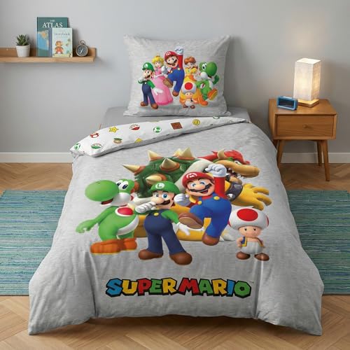 Parure de lit Super Mario 135x200 pour enfant avec housse et taie d'oreiller - 3