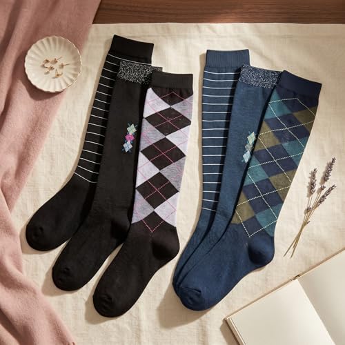 Image of Tipi Toe Women's Knee High Socks 6 Pack - Colorful Funky Patterned Long Socks, Soft & Comfortable Everyday Wear