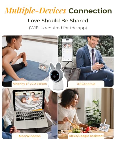 Image of ARENTI Baby Monitor, 3MP Baby Camera with 5-inch LCD Screen, App Control, 2-Way Audio, Infrared Night Vision, Night Light, Temperature & Humidity Sensor, Cry & Motion Detection