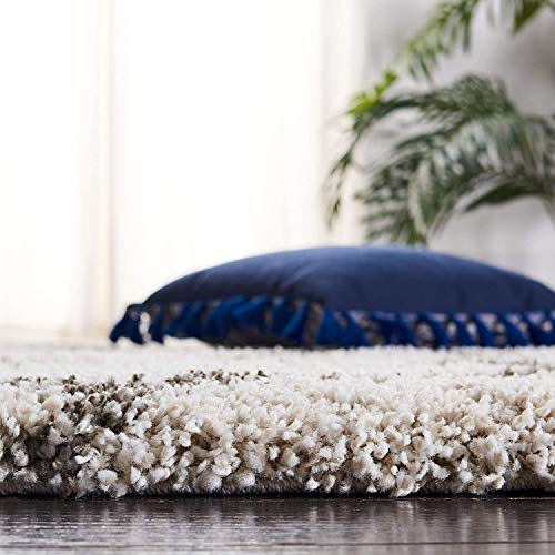 Image of Handwoven Microfibre 3D Rug for Living Room (Ivory & Grey Moroccan, 12 X15 (Feet), Microfibre)