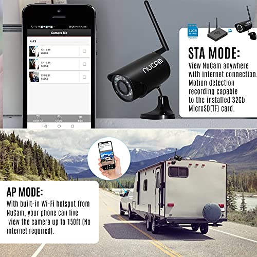 Nucam 32Gb Wireless Portable Magnetic Base Battery Powered Rv/Trailer/Truck Hitch Backup Camera Nucam Wr Surveillance Ip Camera W. 1/4"-20 Unc Hole, Motion Detection Recording Night Vision #TOP4