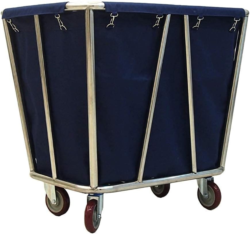 Home Trolley On Wheels Commercial Laundry Sorting Trolley with Wheels Heavy Duty Hotel Washroom Cleaning Organizer with Removable Bag Blue