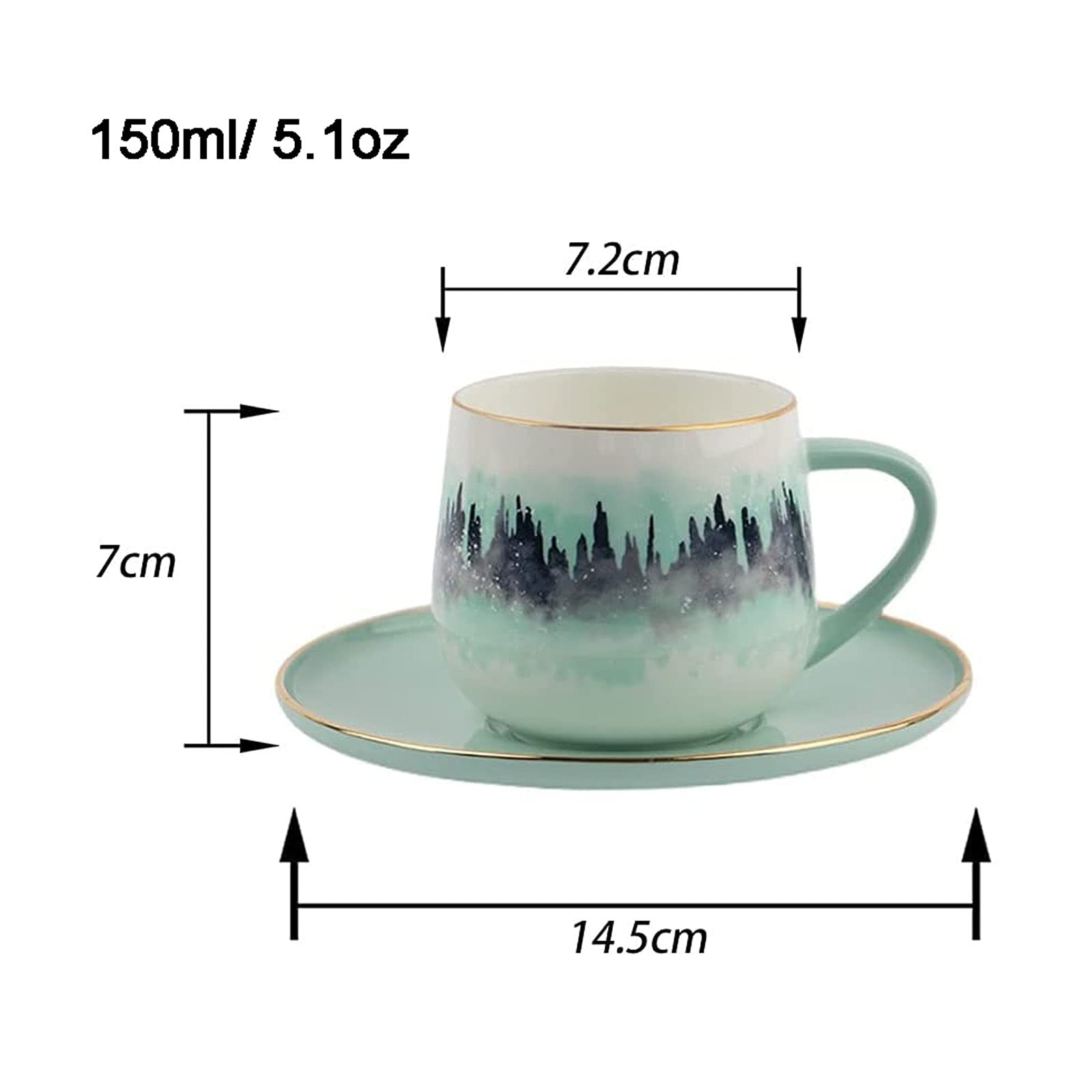 Filiżanki i kubki do kawy z porcelany kostnej, filiżanki do kawy, ceramiczna filiżanka do herbaty, filiżanka do kawy i spodek z porcelany kostnej, 145 ml, zestaw filiżanek do kawy w stylu vintage
